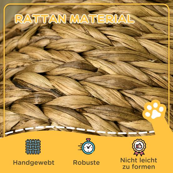 Panier pour chat en rotin, niche pour chat, maison pour chat, lit pour chat avec coussin, couchage pour animal de compagnie,40 x 37 x 51 cm - Image 7