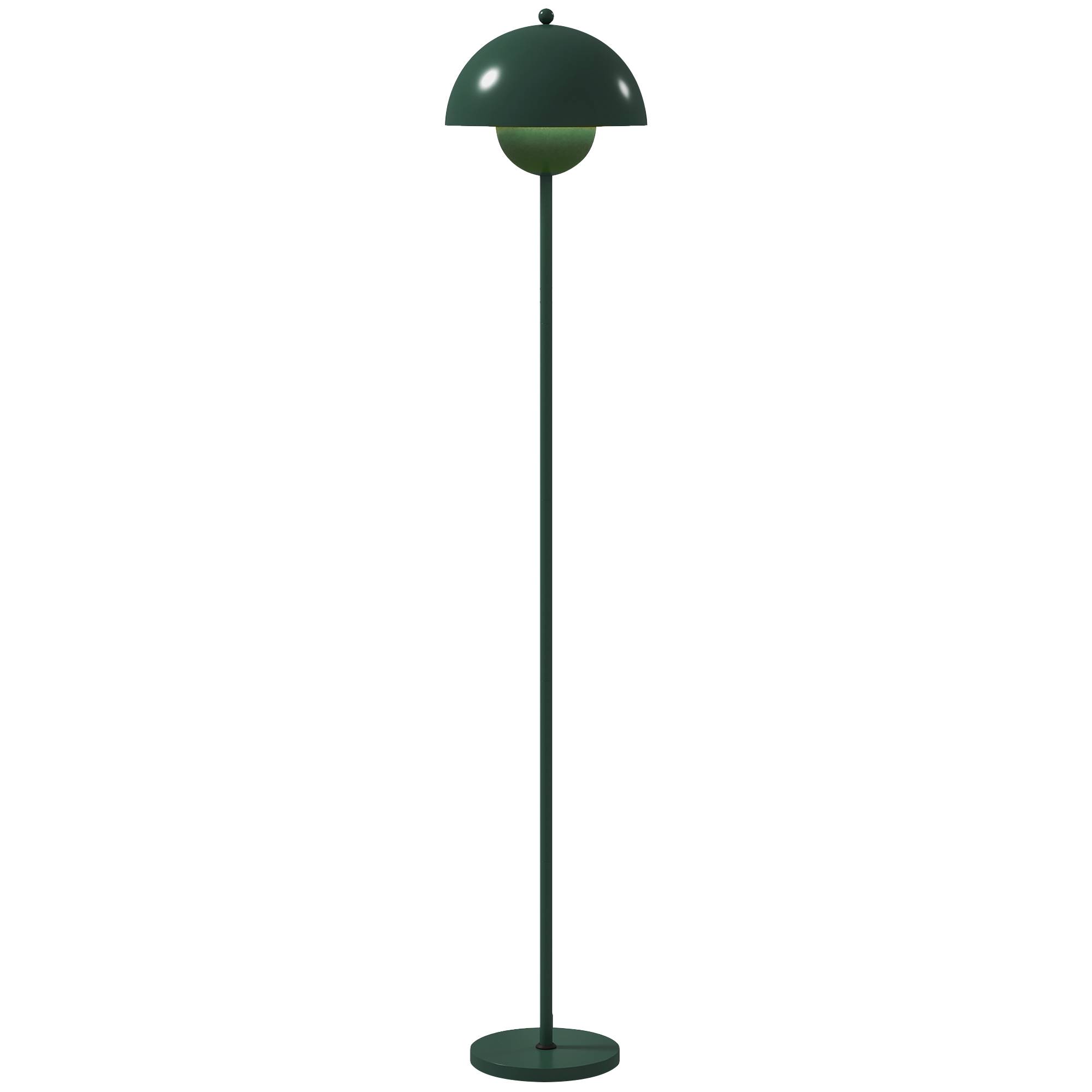 Lampadaire, abat-jour rond, interrupteur au pied, long câble, style élégant, acier, vert - Image 2