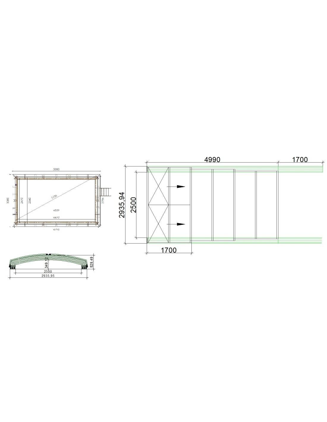 Altanka - Abri de piscine Skyline pour les modèles 5x3 m - BAS86, BAS786 - polycarbonate massif 3 mm - Couleur Ral7037 Gris - ECO322 - Image 2