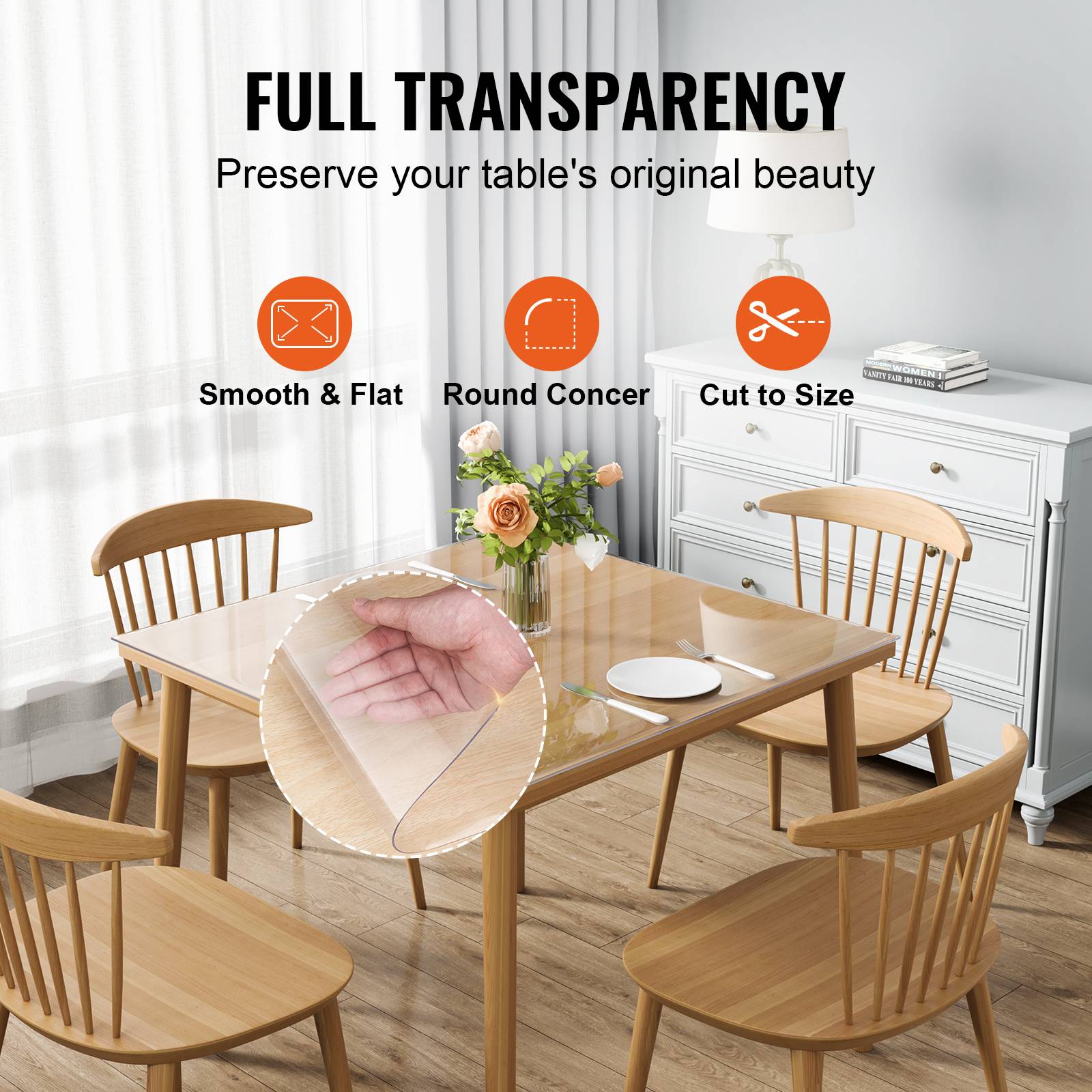 Vevor - VEVOR Nappe Carrée Transparente Protection de Table en PVC 30,5x30,5x1,5 mm - Image 5