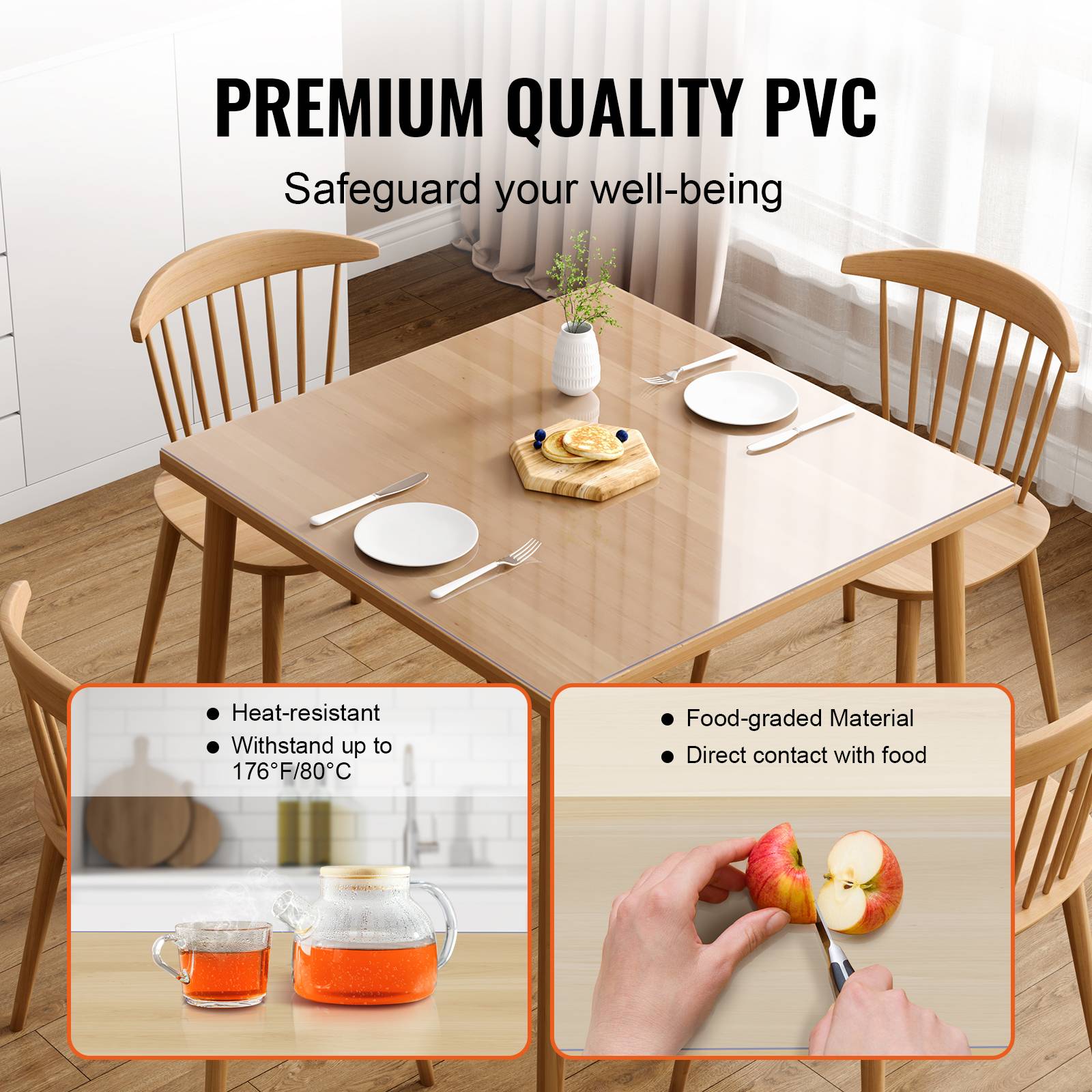 Vevor - VEVOR Nappe Carrée Transparente Protection de Table en PVC 30,5x30,5x1,5 mm - Image 3