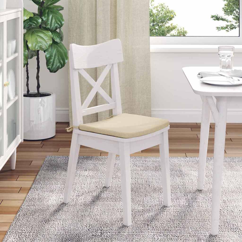 Coussins de siège 4 pcs Crème 40 x 40 x 3 cm tissu Maison Chic - Image 4