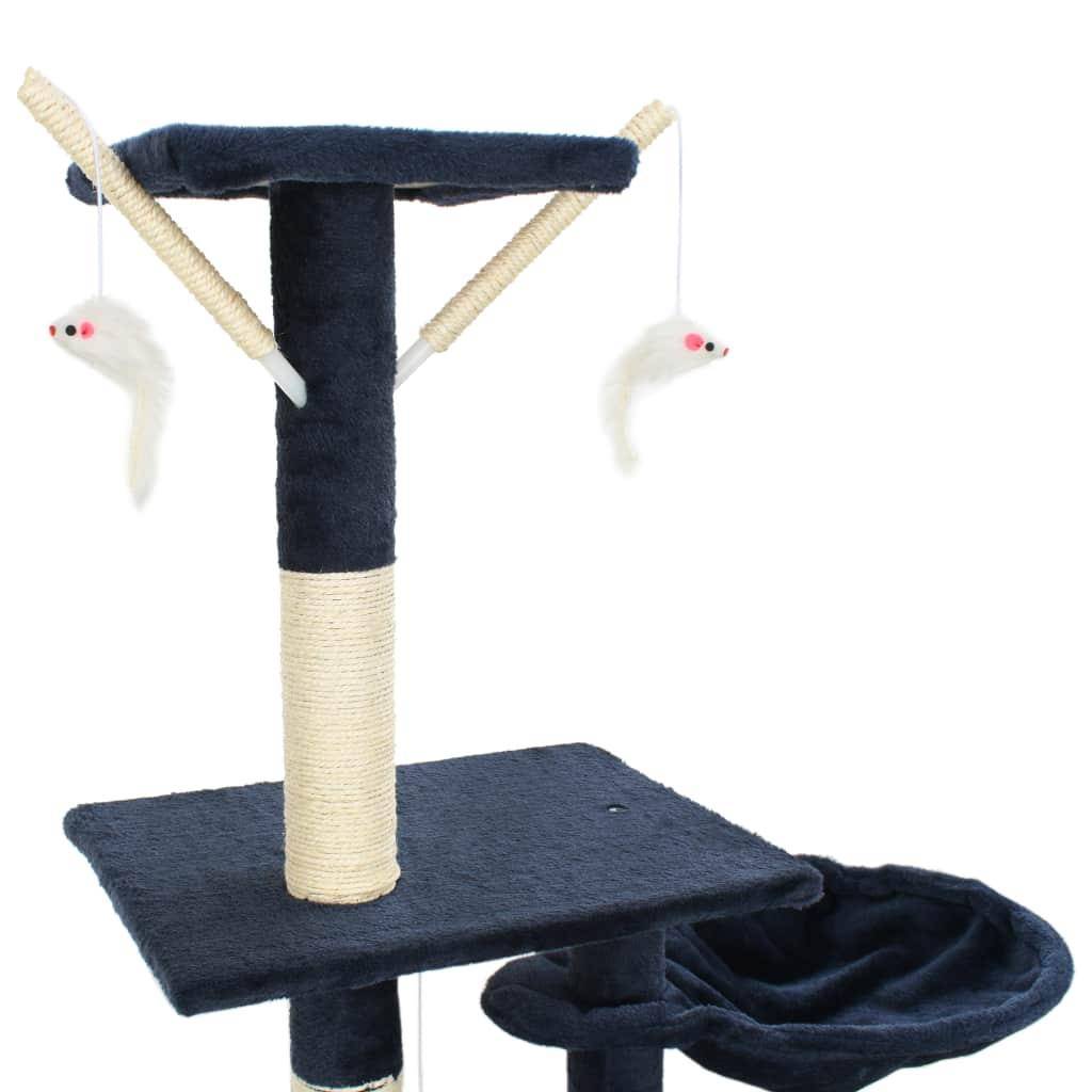 Helloshop26 - Arbre à chat griffoir grattoir niche jouet animaux peluché en sisal 230-250 cm bleu - Image 5
