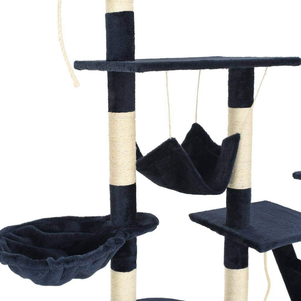 Helloshop26 - Arbre à chat griffoir grattoir niche jouet animaux peluché en sisal 230-250 cm bleu - Image 6
