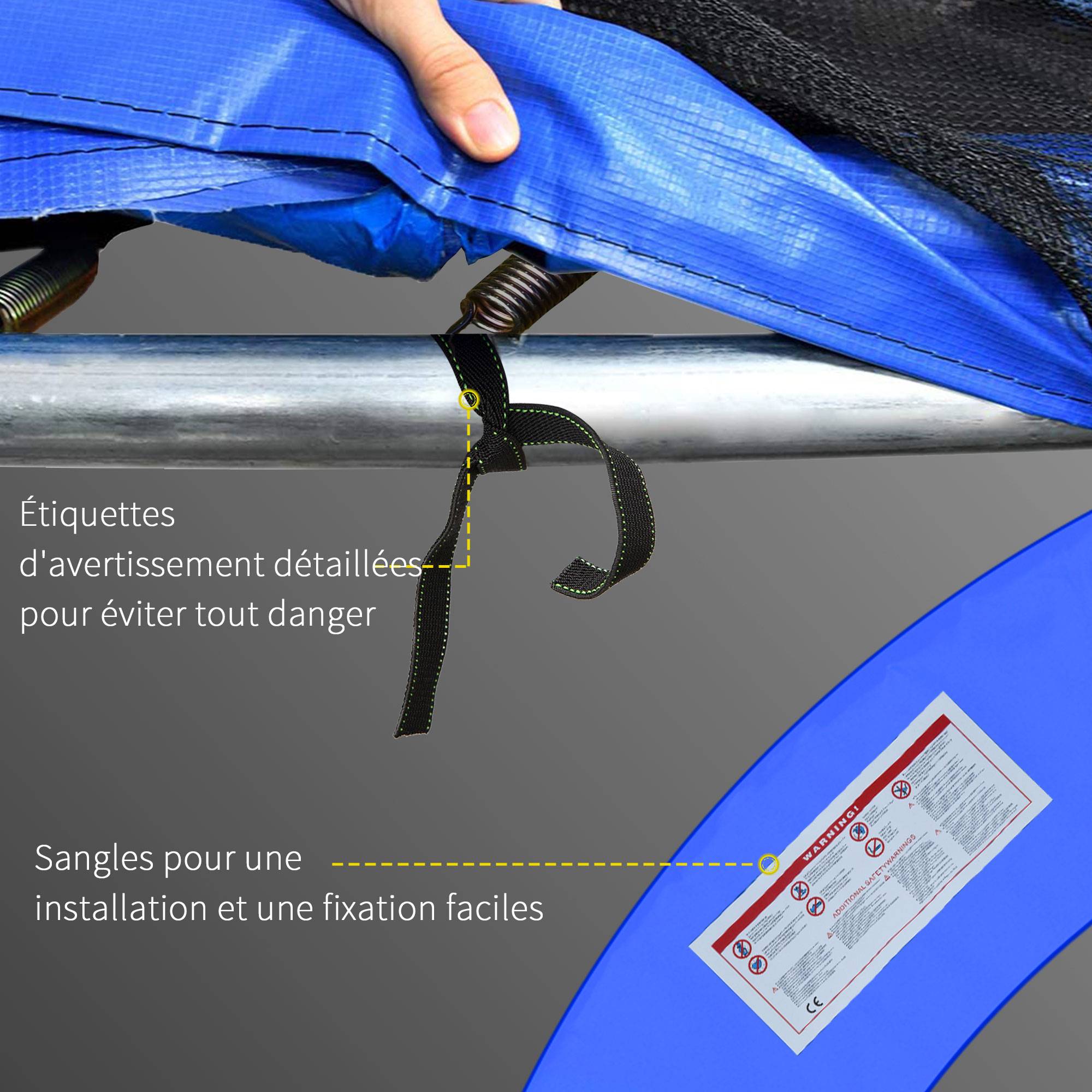 Homcom - Couvre-ressort trampoline Ø 244 cm - coussin de protection des ressorts - rembourrage 1,5 cm - PVC bleu - HOMCOM - Image 6