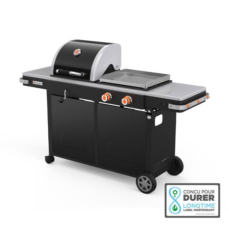 Brasero - Plancha gaz et barbecue charbon Bi‑Energy L – BRASERO BY FAVEX – 2 x 3,6 kW – Plaque inox – 10 à 12 convives - Housse incluse - Image 3