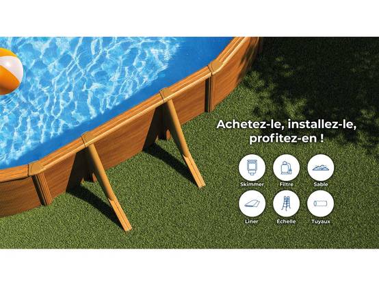 Gré - Piscine acier aspect bois Mauritius ovale 5,27 x 3,27 x 1,32 m - Gré - Image 3