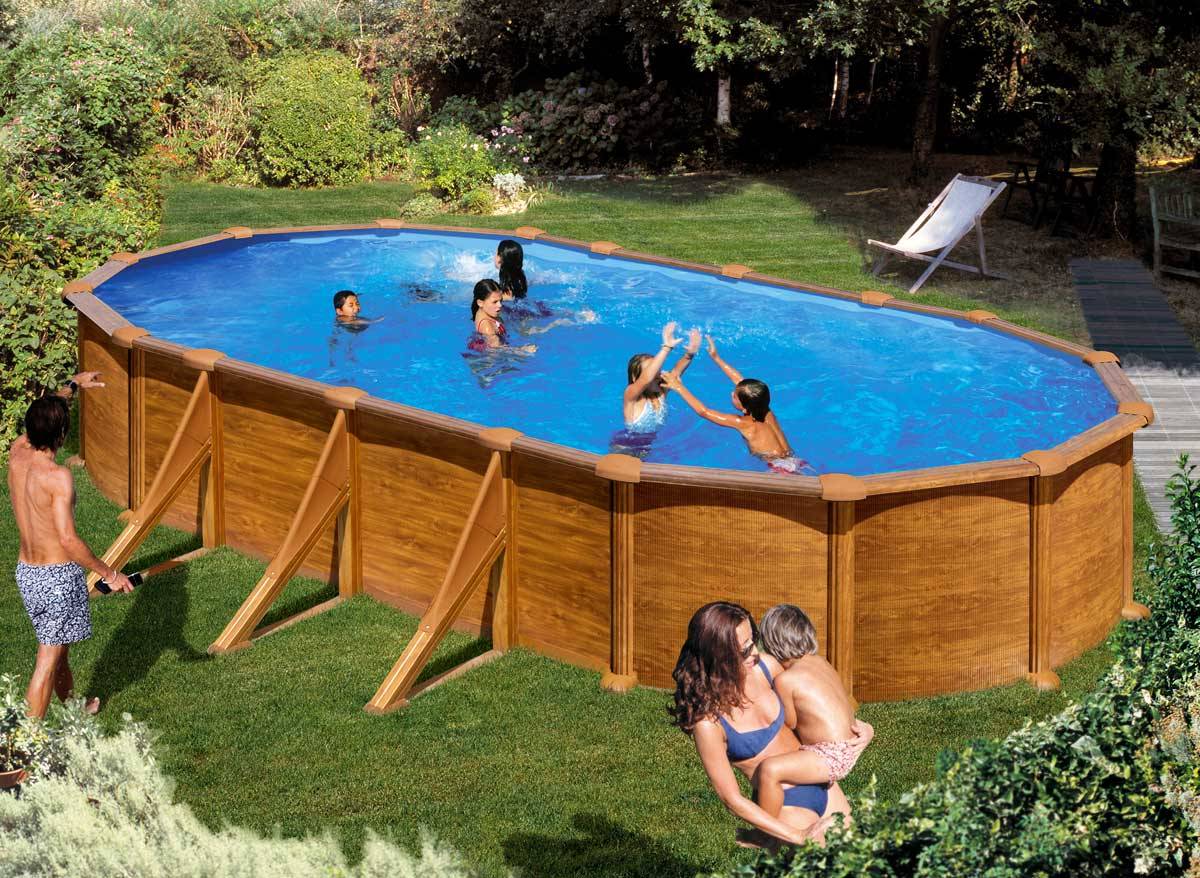 Gré - Piscine acier aspect bois Mauritius ovale 5,27 x 3,27 x 1,32 m - Gré - Image 1