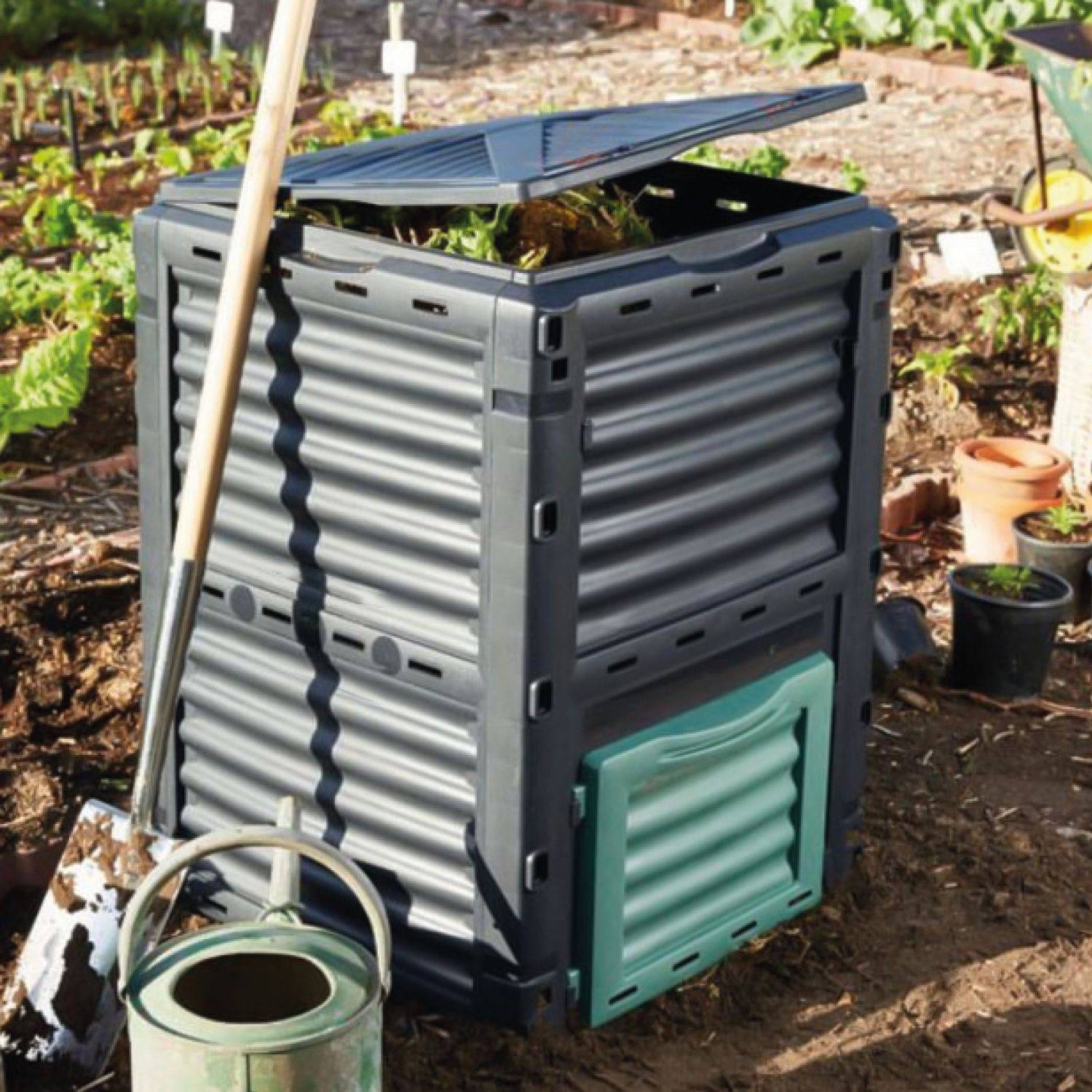 Linxor - Composteur, bac, poubelle à compost de jardin - 300 L - Noir et Vert - Linxor - Image 5