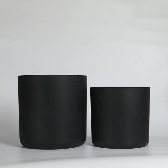 Lot de 2 Pots de Fleurs Ronds Magnésie Intérieur Extérieur avec Drainage Noir - ComfortXL Outdoor Living - Image 8