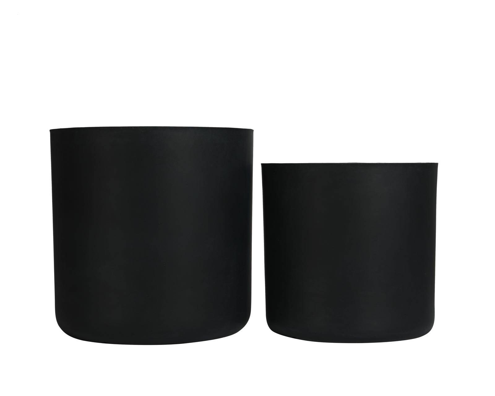 Lot de 2 Pots de Fleurs Ronds Magnésie Intérieur Extérieur avec Drainage Noir - ComfortXL Outdoor Living - Image 6