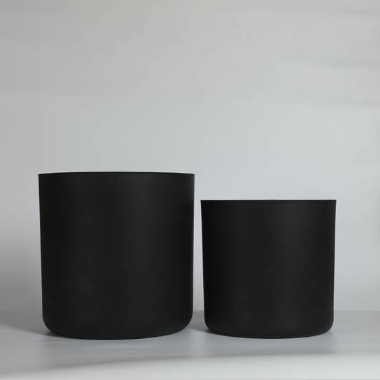 Lot de 2 Pots de Fleurs Ronds Magnésie Intérieur Extérieur avec Drainage Noir - ComfortXL Outdoor Living - Image 7