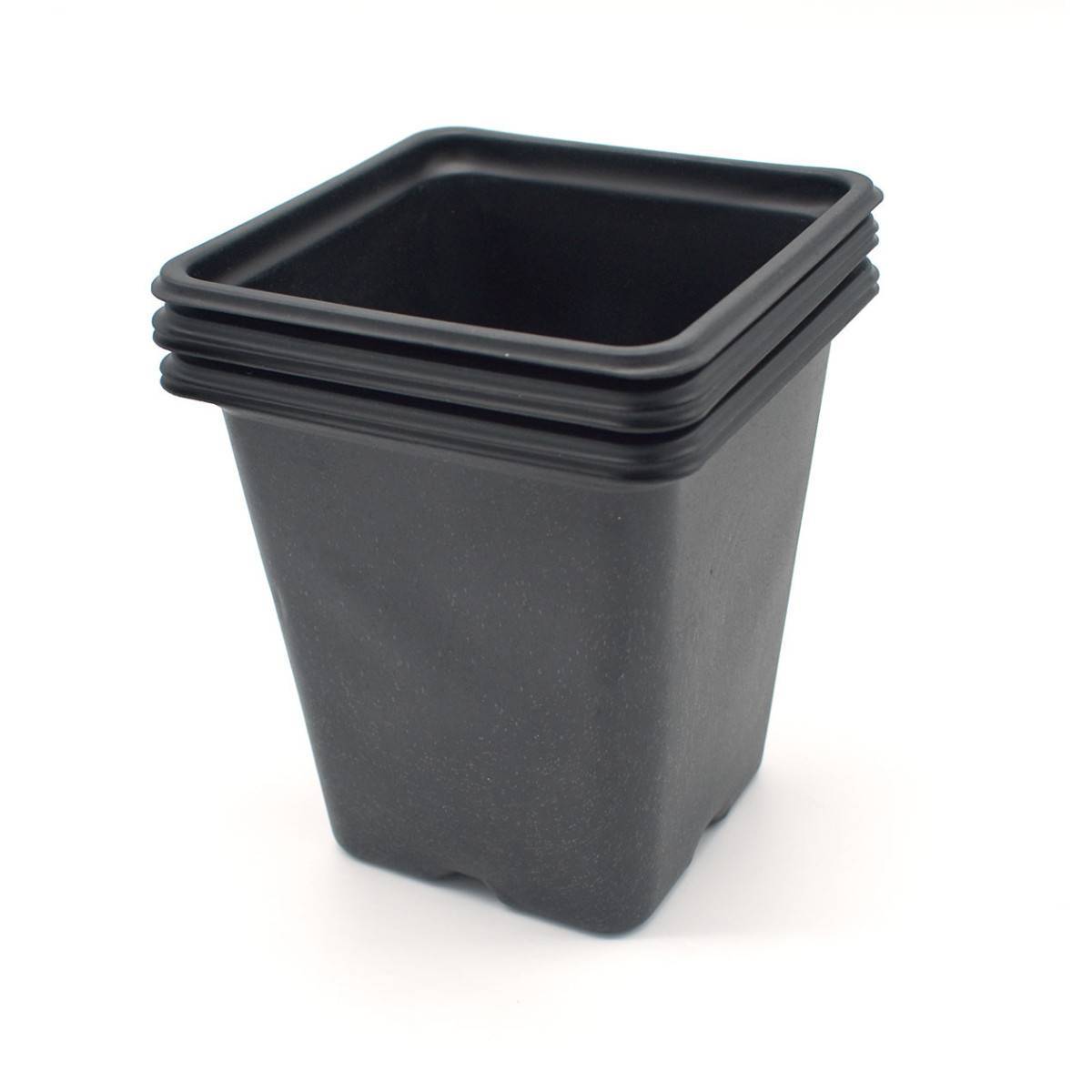 Pack de  5 Godets carrés noir en plastique  11cm