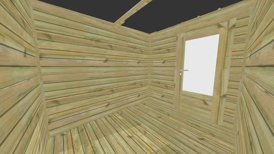 Sans Marque - ABRI DE JARDIN bois autoclave 27mm - 4,14x2,64m / 11m2 - Bac acier - Plancher bois - Image 5