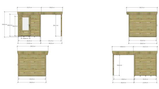 Sans Marque - ABRI DE JARDIN bois autoclave 27mm - 4,14x2,64m / 11m2 - Bac acier - Plancher bois - Image 4