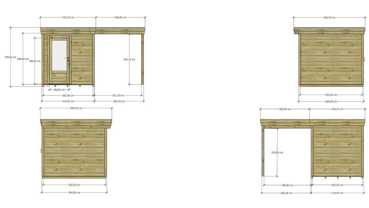 Sans Marque - ABRI DE JARDIN bois  autoclave 27mm - 4,14x2,64m / 11m2 - Bac acier - Plancher bois - Image 4