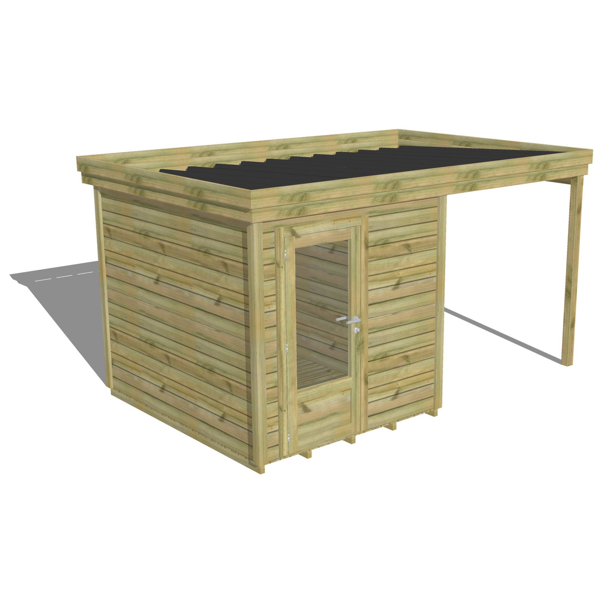 Sans Marque - ABRI DE JARDIN bois  autoclave 27mm - 4,14x2,64m / 11m2 - Bac acier - Plancher bois - Image 1