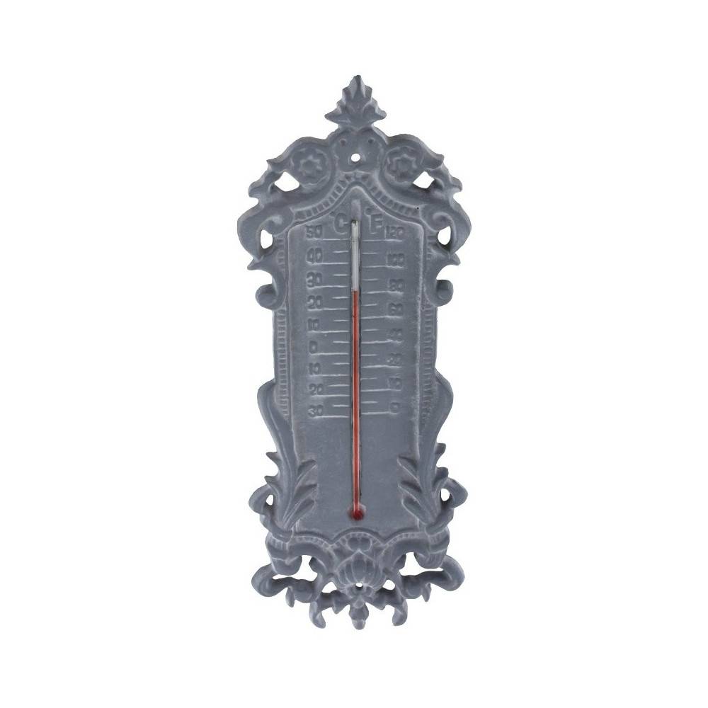 Chemin De Campagne - Grand thermomètre extérieur décoratif vintage fonte grise 37cm Chemin de campagne - Image 1