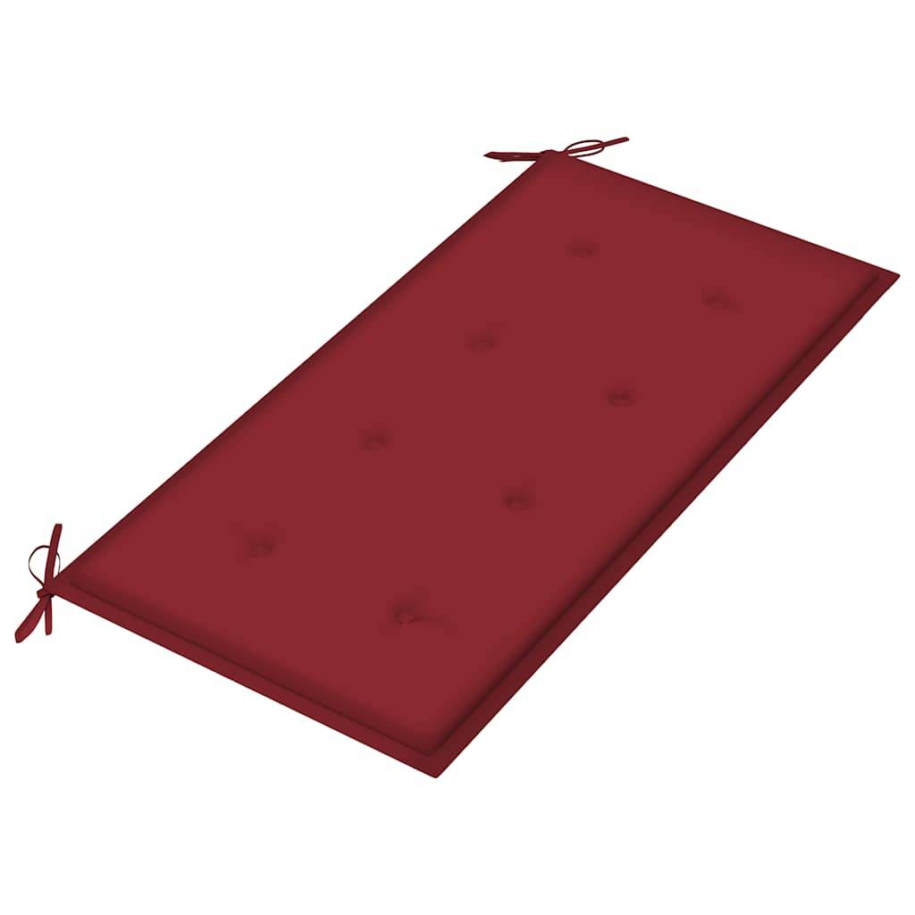 ComfortXL - Banc de Jardin en Teck Massif Finition à l'Eau avec Coussin Rouge Bordeaux pour Extérieur 112 cm – ComfortXL Outdoor Living - Image 5