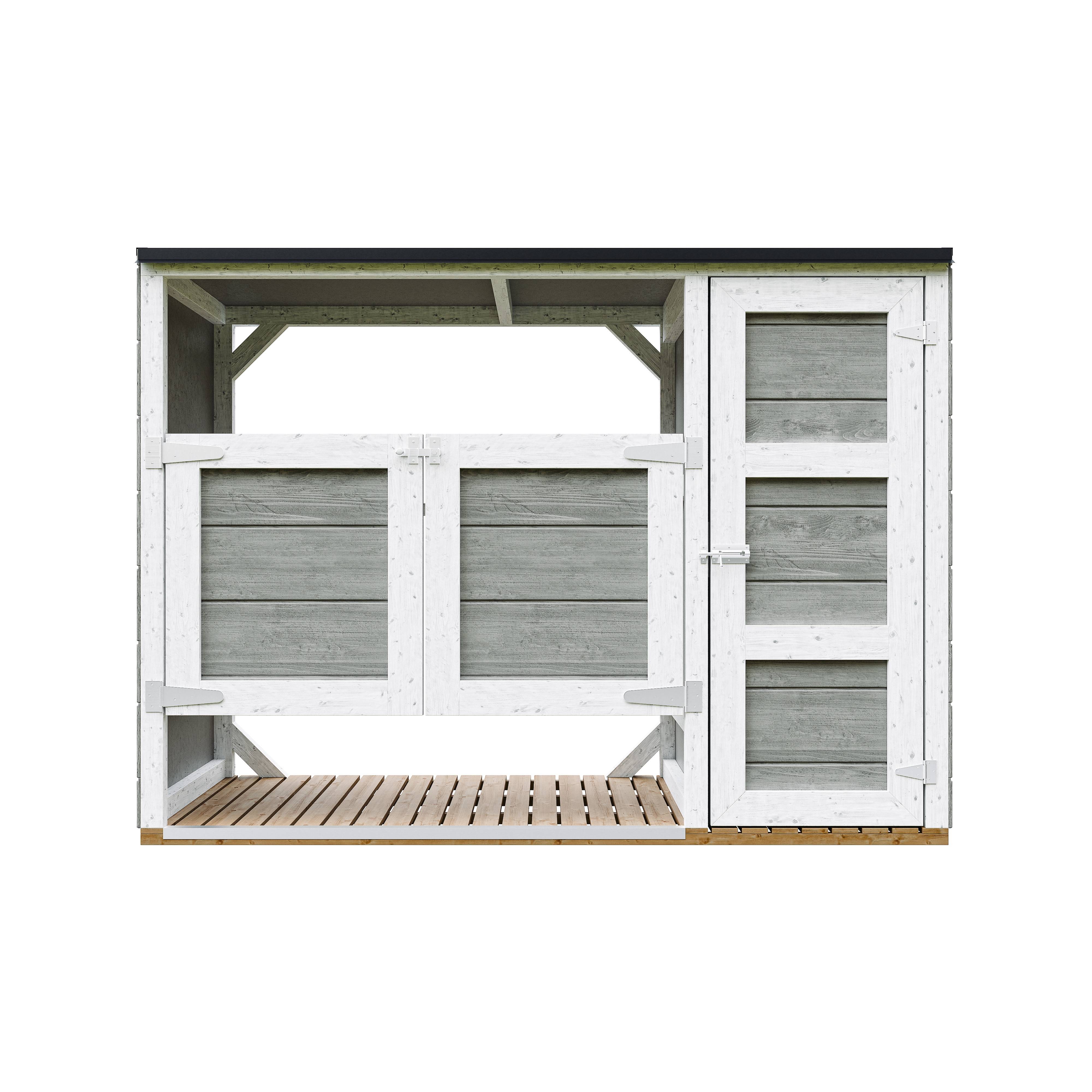 Timbela - Abri de jardin pour poubelles, Cache poubelle extérieur 1,62 m² / 2x240L - Timbela M981A-CAVERN STEEL - Image 1