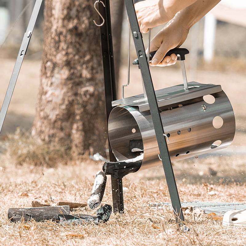 Accessoires de barbecue,Poêle à charbon de bois pour barbecue, cheminée d'allumage avec poignée de sécurité, allume-charbon rapide pour barbecue- - Image 4