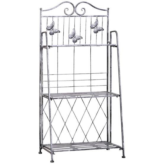 Étagère pour plantes métallique 3 niveaux, gris argenté, 44 x 25 x 96 cm - PANGIVO - Image 1