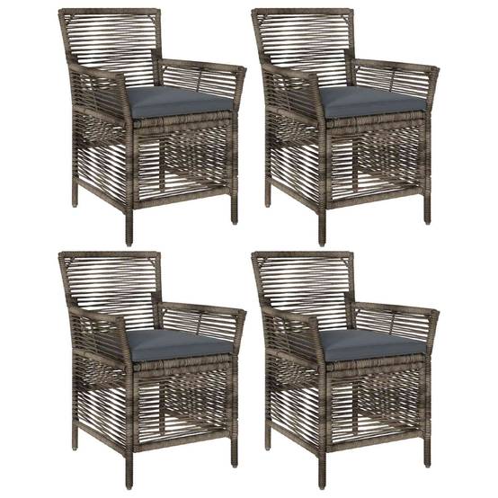 Lot de 4 chaises de jardin polyrotin et acier gris 61 x 58 x 83 cm - PANGIVO - Image 2