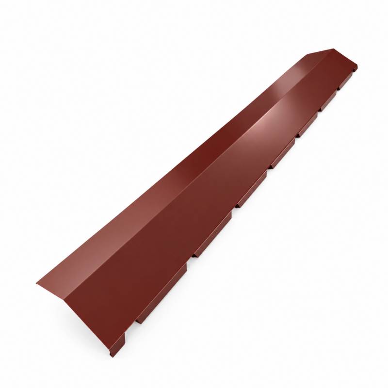 Faîtière crantée 2,1 m 180 x 180 mm pour plaque nervurée acier 900/25 - Coloris - Rouge 8012, Longueur - 210 cm