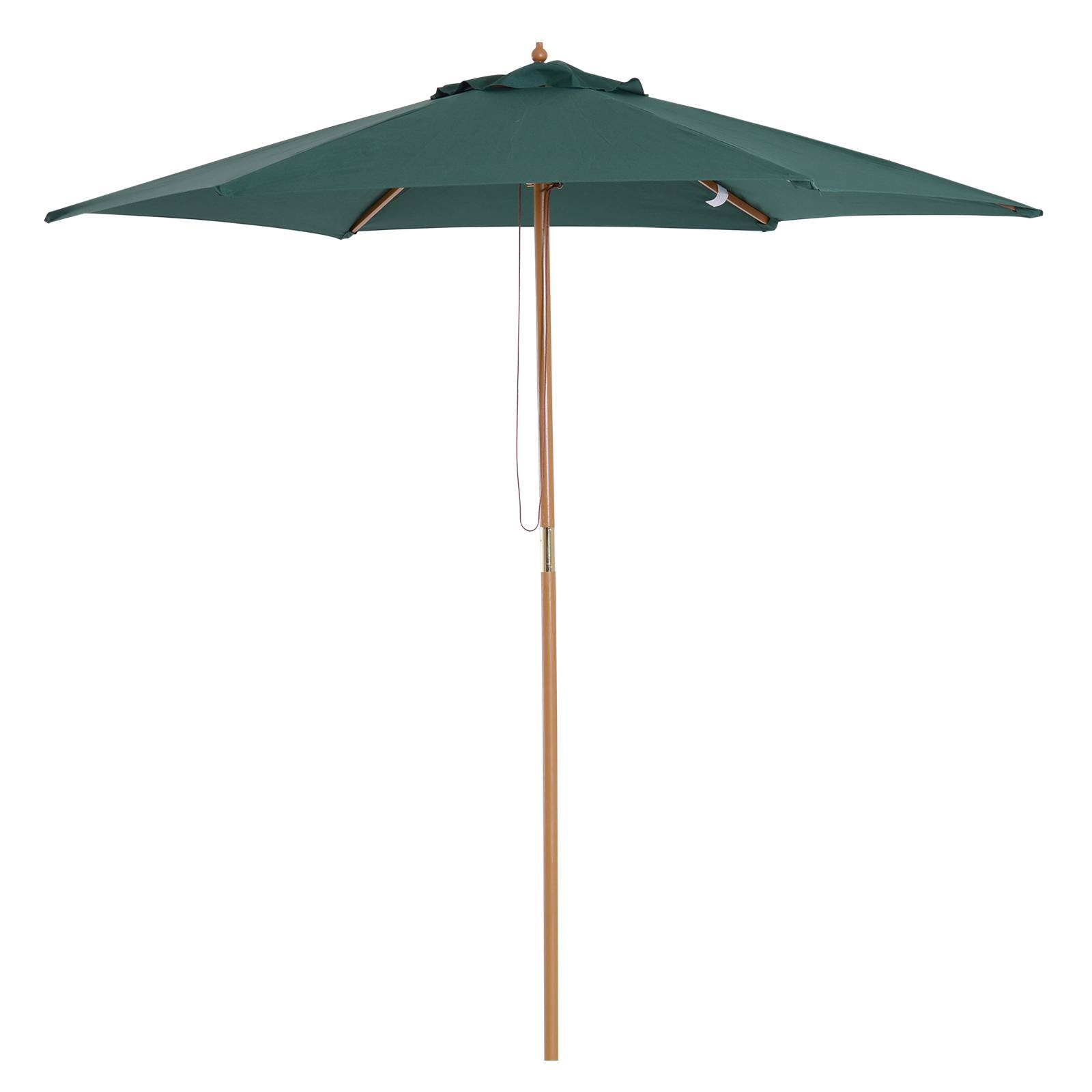 Parasol en bois Ø250x230cm pour usage extérieur, avec 6 baleines et système de poulie, vert - Image 1