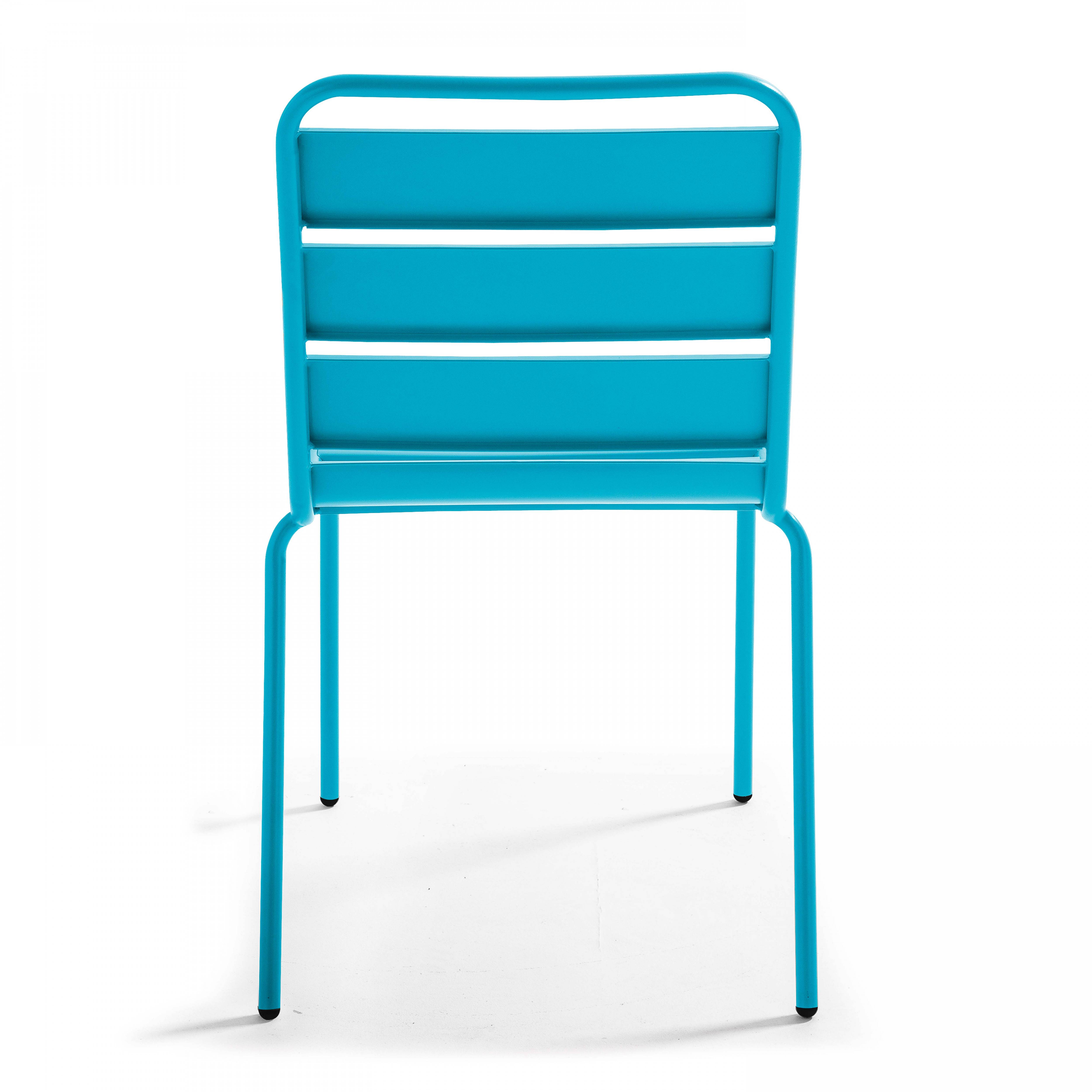 Oviala - Ensemble table de jardin carrée et 2 chaises acier bleu Palavas - Oviala - Image 6