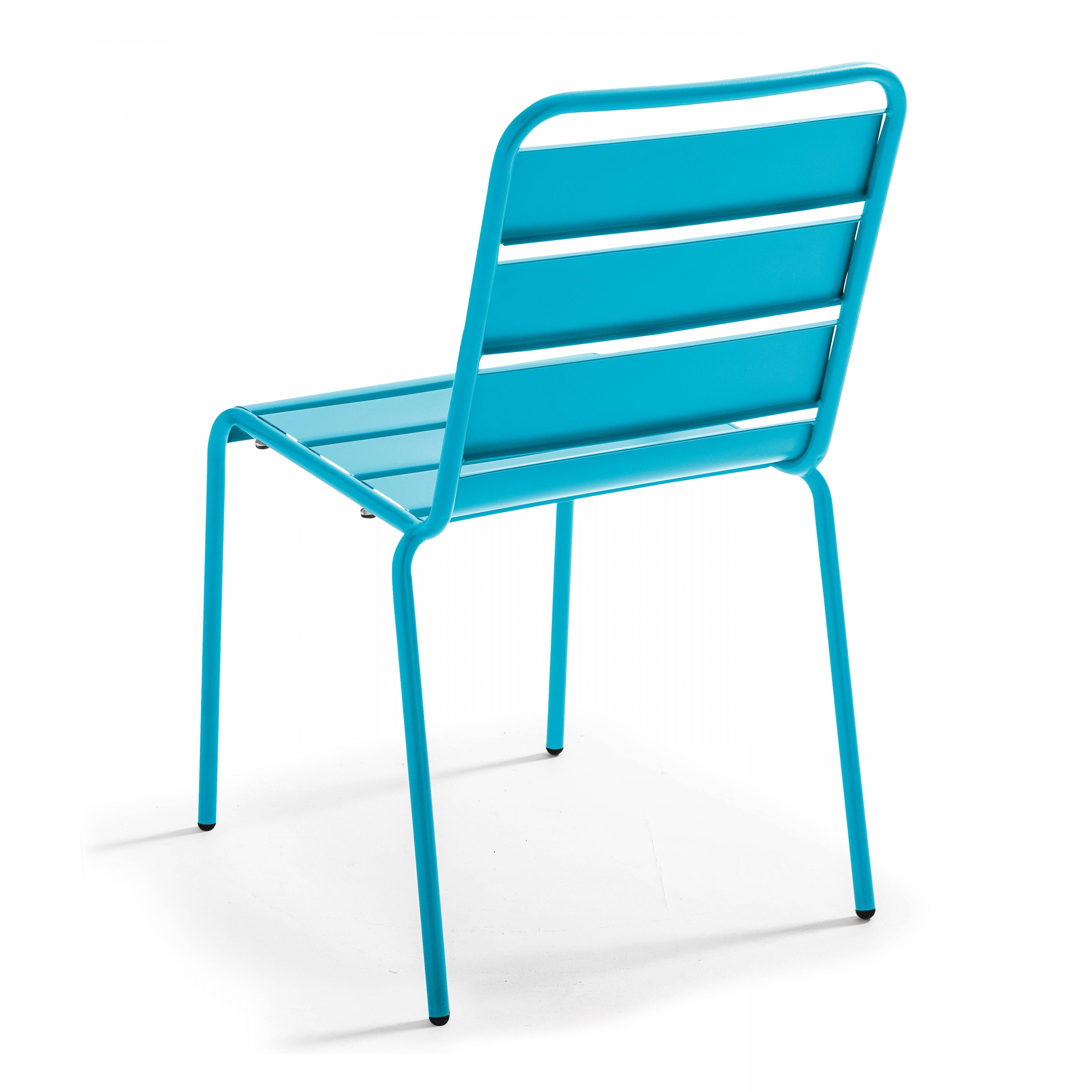 Oviala - Ensemble table de jardin carrée et 2 chaises acier bleu Palavas - Oviala - Image 5