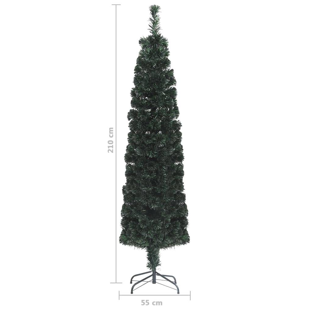 Grand sapin de Noël fin fibre optique lumineuse pour salon Vert 210 cm – ComfortXL Outdoor Living - Image 8