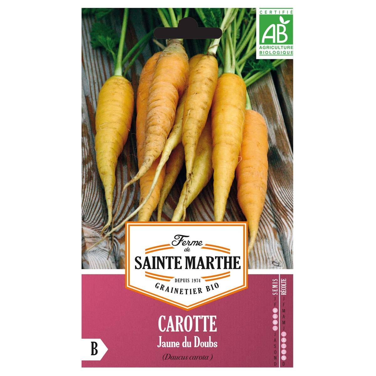 Promesse de Fleurs - Carotte fourragère Jaune du Doubs Bio - Ferme de Sainte Marthe le sachet de 1500 graines environ