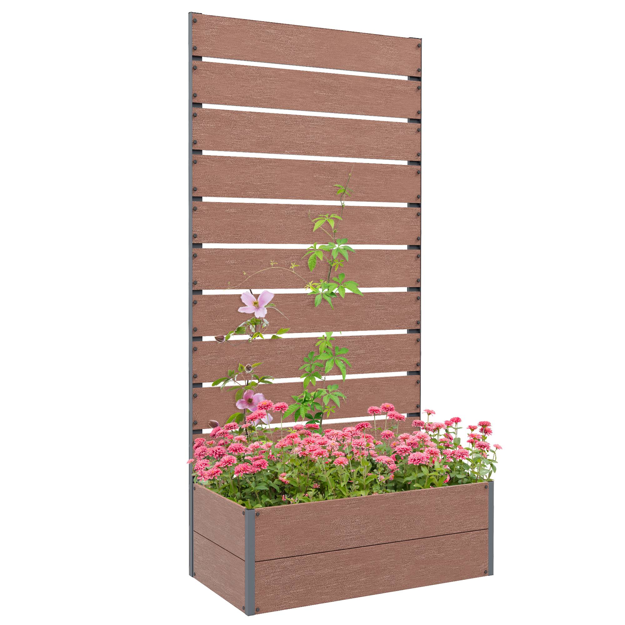 Sans Marque - Jardinière extérieur treillis claire-voie plantes grimpantes 72x38x150 cm marron clair - Image 1