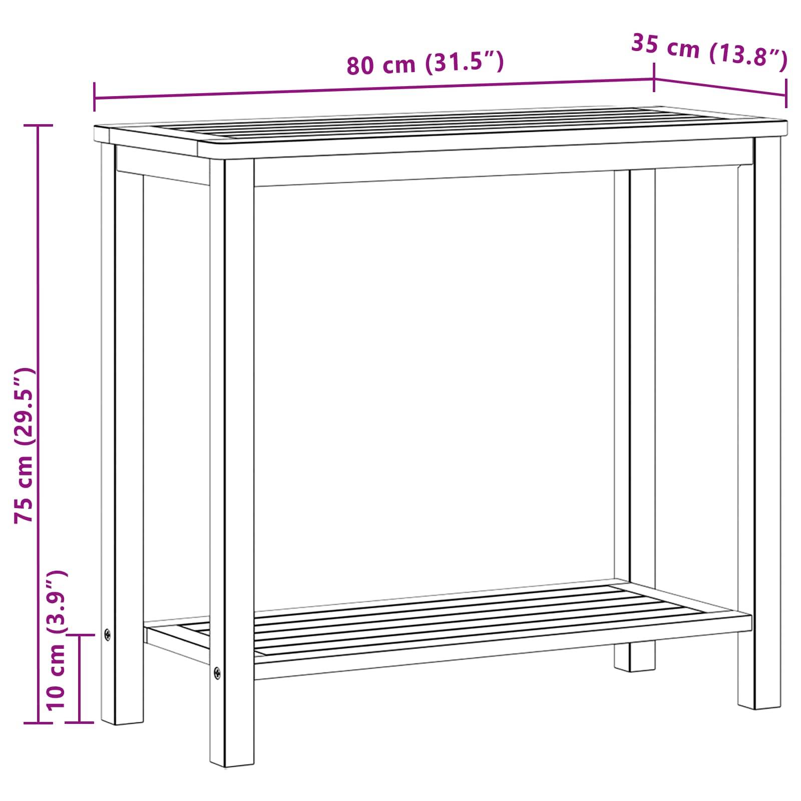 Table console jardin bois acacia clair 80 x 35 x 75 cm - PANGIVO - Image 7
