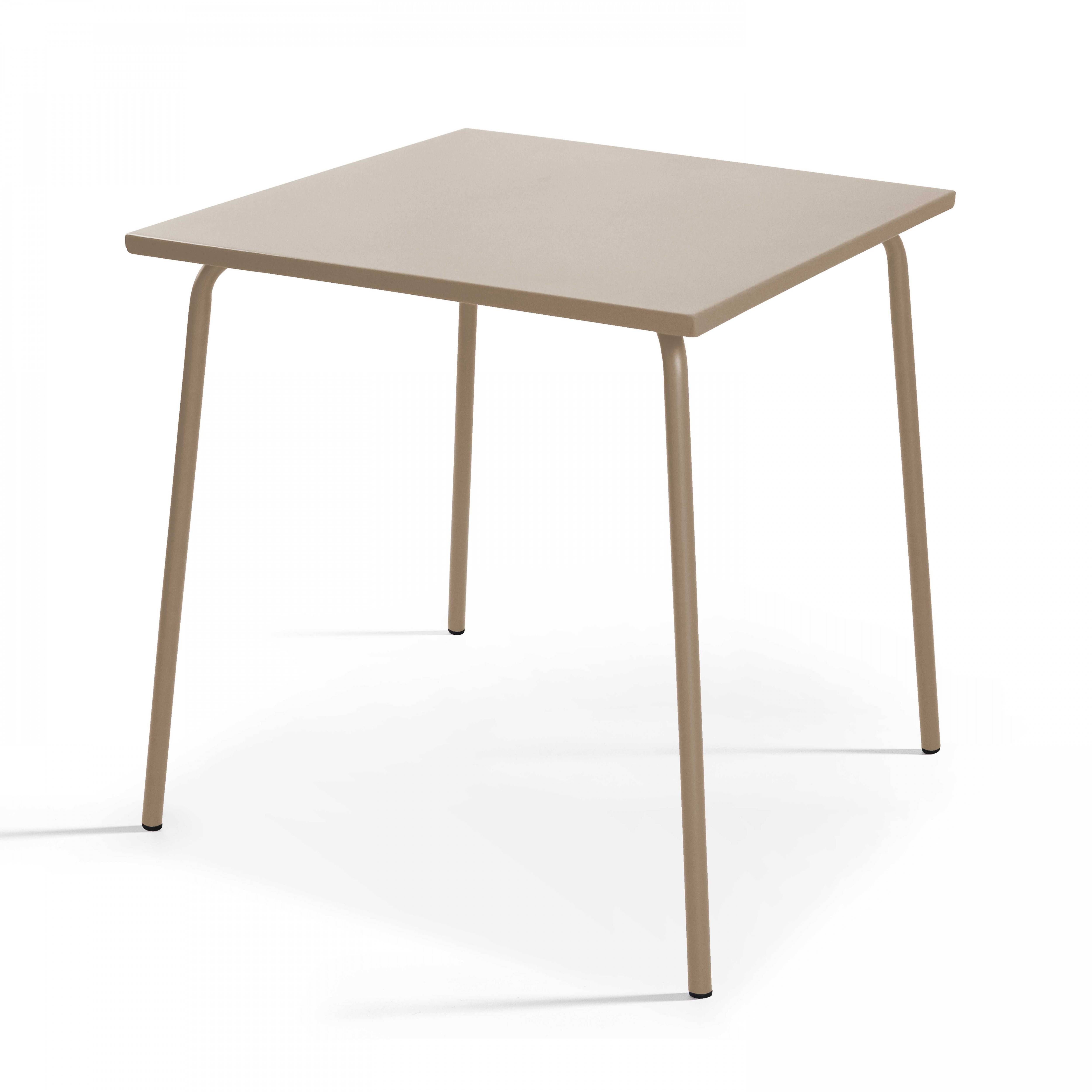 Oviala - Table de jardin carrée en métal 4 places 70 cm taupe Palavas - Oviala - Image 1