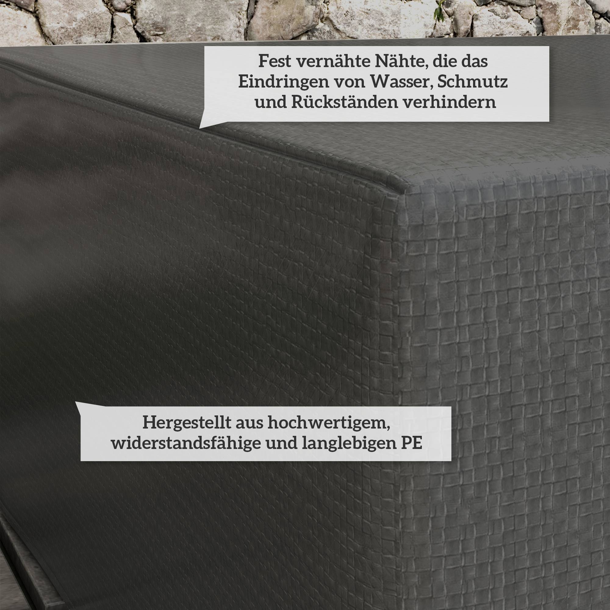 Housse de protection pour mobilier de jardin, résistante à l'hiver, imperméable et anti-UV, 235 x 190 x 90 cm, grise - Image 7