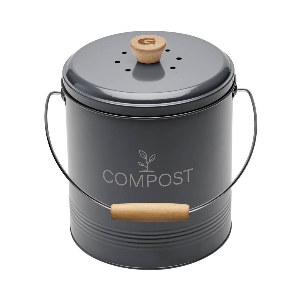 Guillouard - Seau compost rond gris foncé 4,5L - Image 1