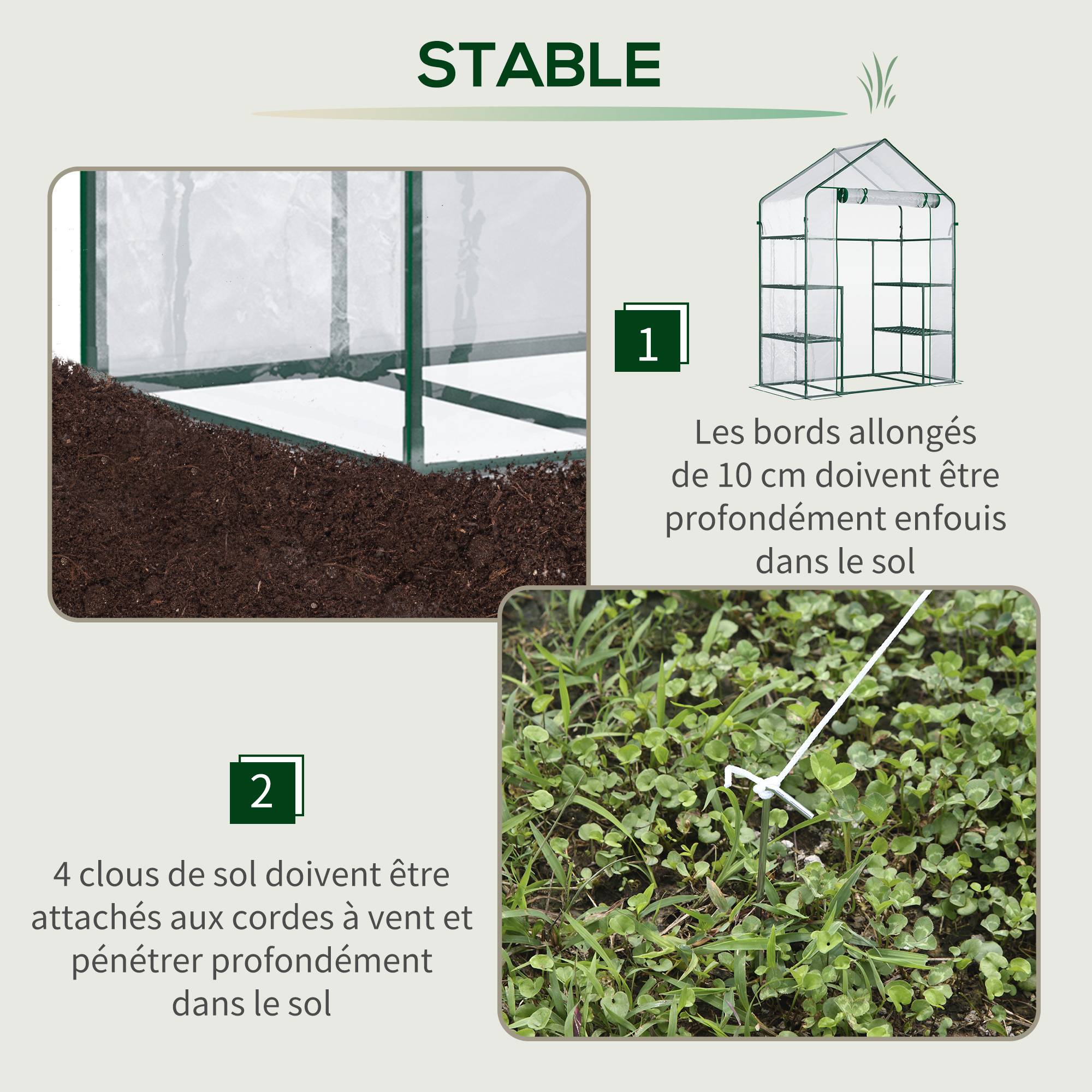 Serre de jardin balcon acier 4 tablettes culture plantes porte zippée 142x73x195cm transparent - ComfortXL Outdoor Living - Image 8