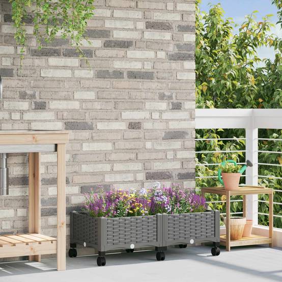 Jardinière polypropylène gris clair 80 x 40 x 33 cm - PANGIVO - Image 1