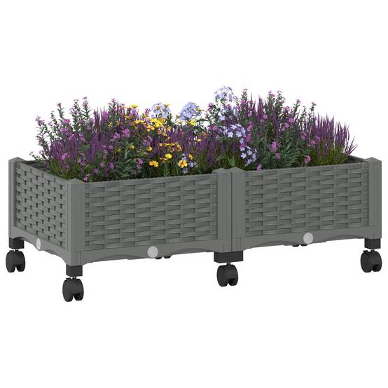 Jardinière polypropylène gris clair 80 x 40 x 33 cm - PANGIVO - Image 3