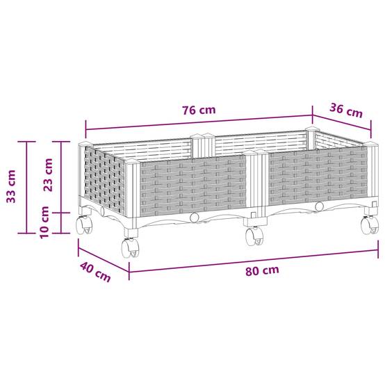 Jardinière polypropylène gris clair 80 x 40 x 33 cm - PANGIVO - Image 8