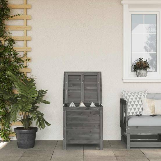 Boîte de Rangement Jardin en Bois de Sapin Massif pour Coussins et Outils Anthracite 50 cm – ComfortXL Outdoor Living - Image 1