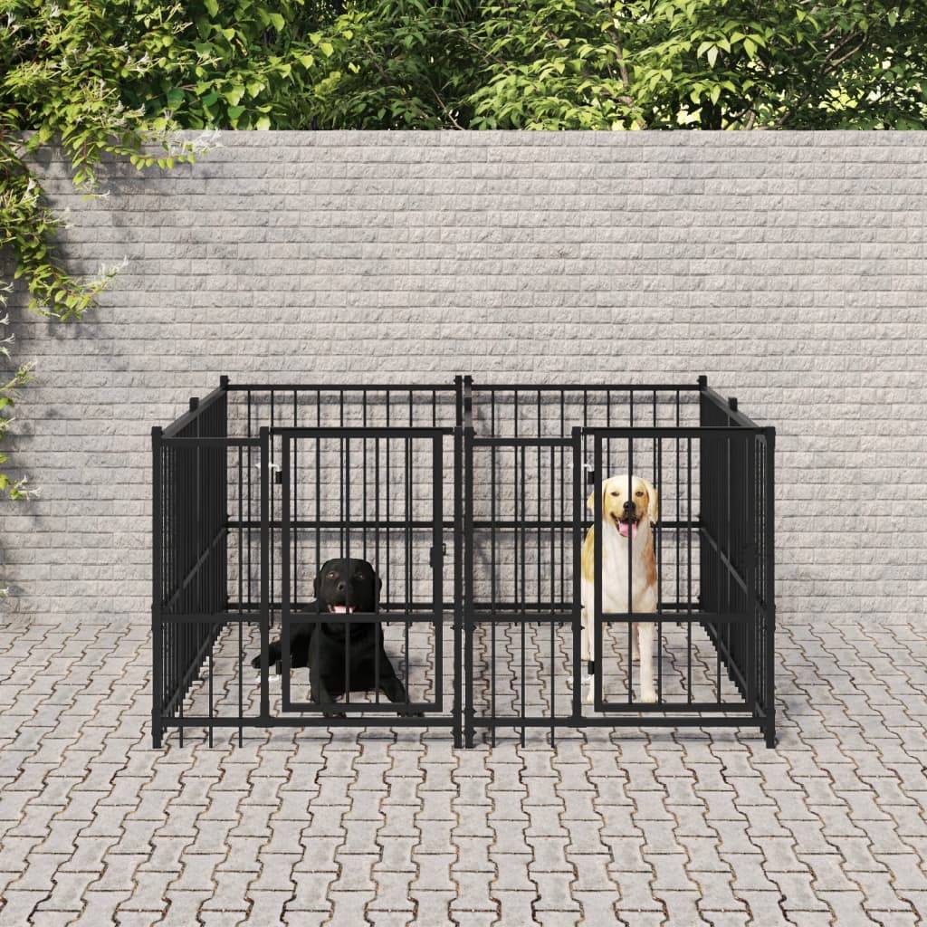Vidaxl - Chenil d'extérieur pour chiens Acier 3,75 m² vidaXL 3124579 - Image 1