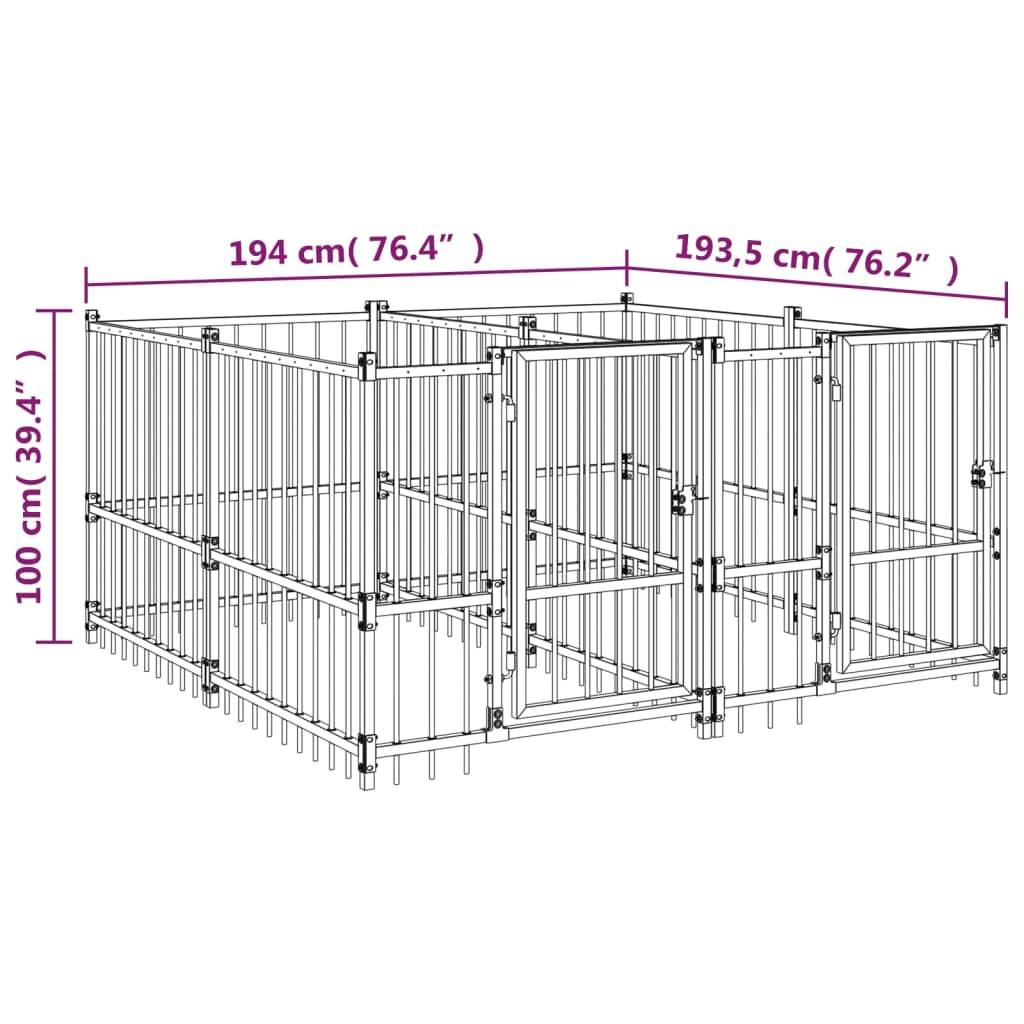 Vidaxl - Chenil d'extérieur pour chiens Acier 3,75 m² vidaXL 3124579 - Image 3