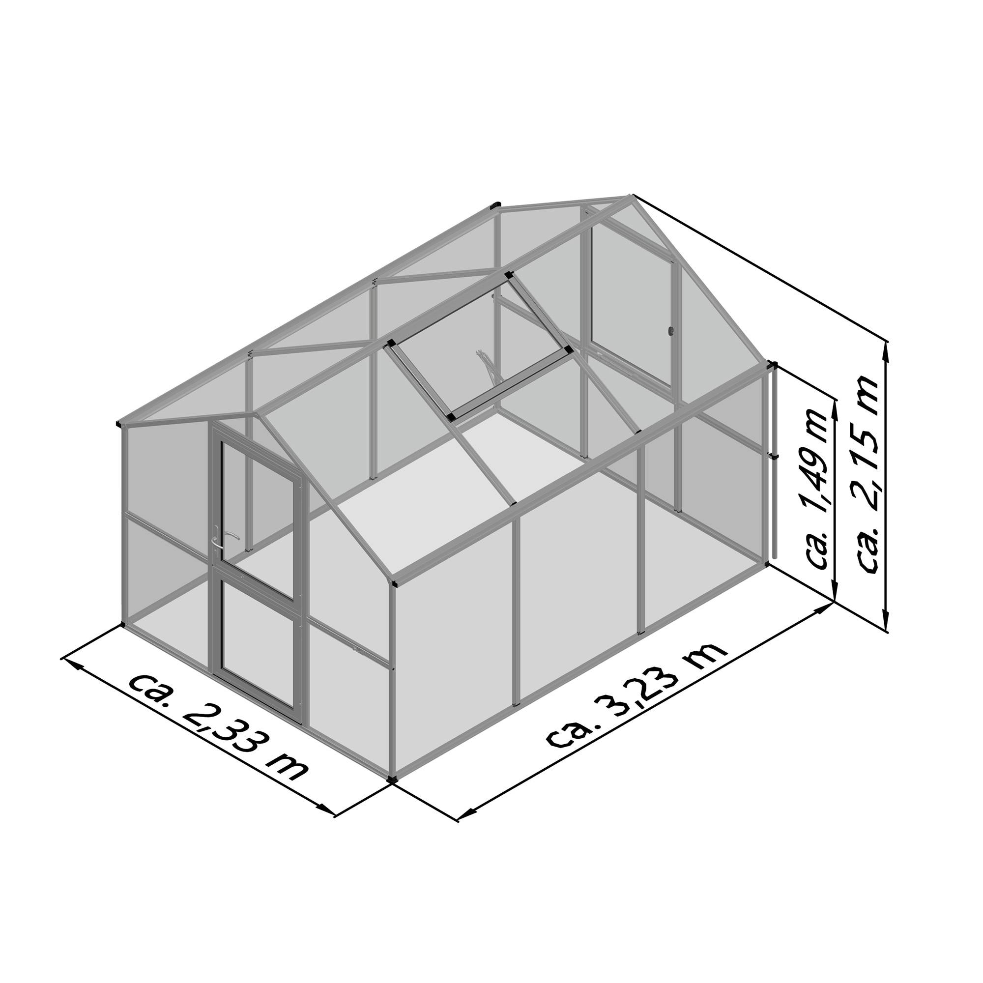 Serre de jardin 7,53m² aluminium et polycarbonate Rose III, Gris anthracite. KGT - Image 2