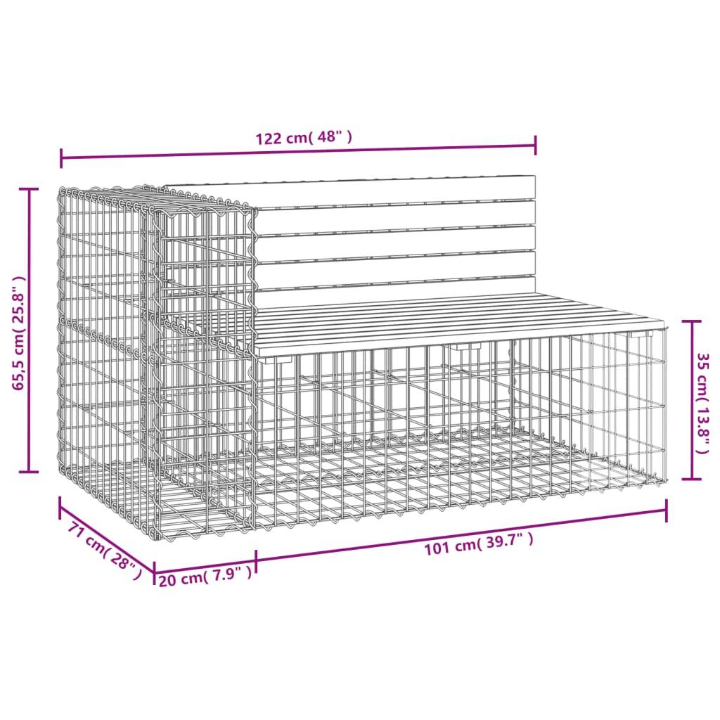 Maison Chic - Banc de jardin - Banc d'extérieur - Banquette design gabion 122x71x65,5 cm bois massif de pin - Image 8