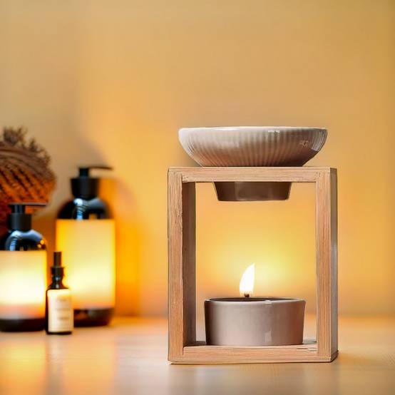 Brûle Parfum Yona - Brûleur Fondant Parfumé – Diffuseur Huile Essentielle – Brûleur en céramique et bambou - Haut: 12 cm - Zen'Arôme - Image 8