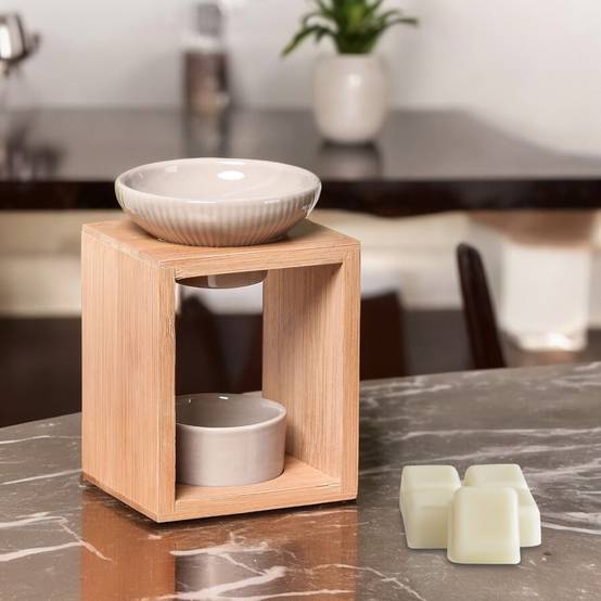 Brûle Parfum Yona - Brûleur Fondant Parfumé – Diffuseur Huile Essentielle – Brûleur en céramique et bambou - Haut: 12 cm - Zen'Arôme - Image 6
