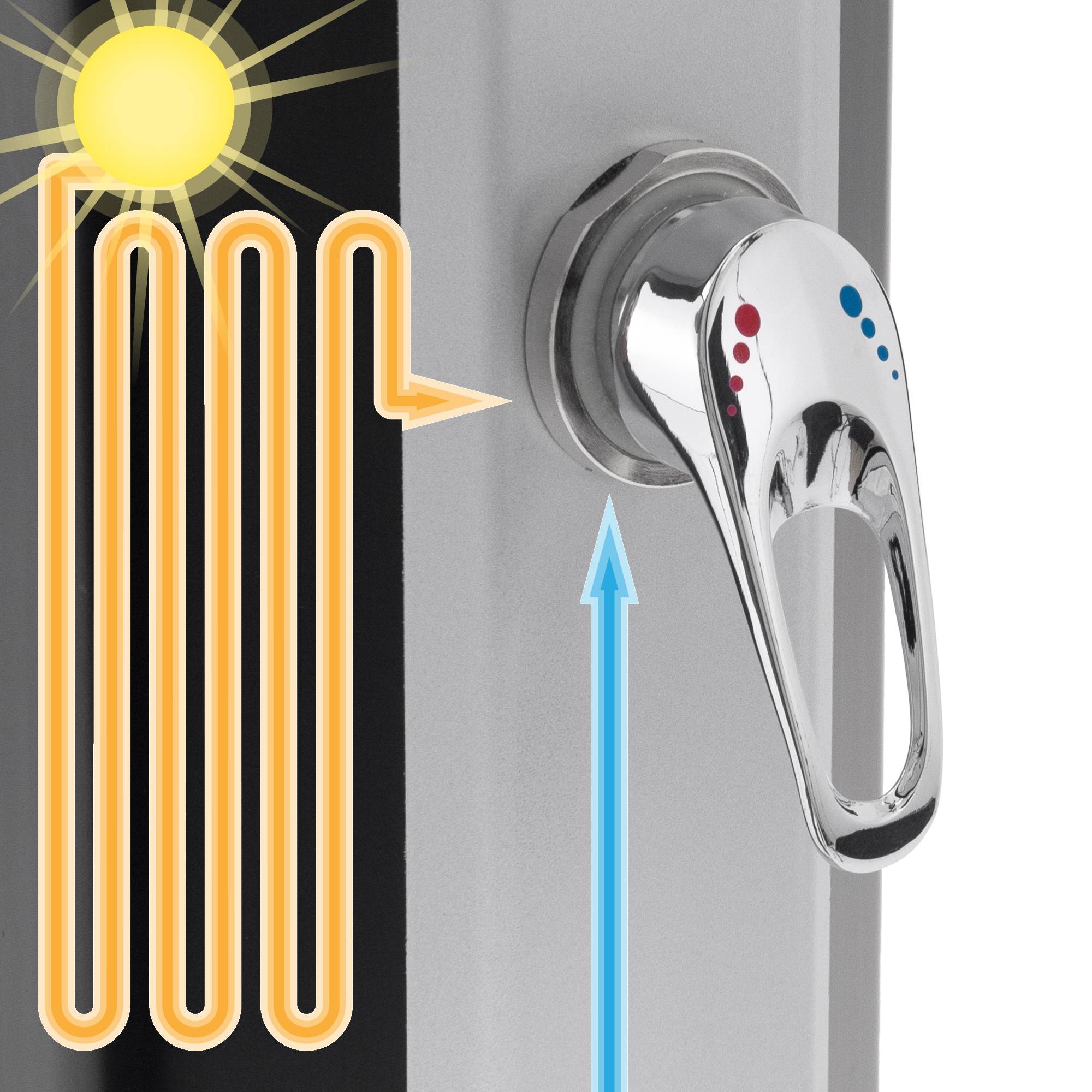 Ecd-Germany - Douche solaire pour l’extérieur 35 litres noir/argent + robinet raccord eau pied - Image 4